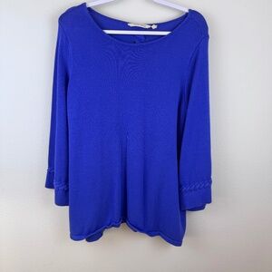 SOFT SURROUNDINGS Purple Tunic Sweater Kinit in Back and Wrists UNIQUE / Large